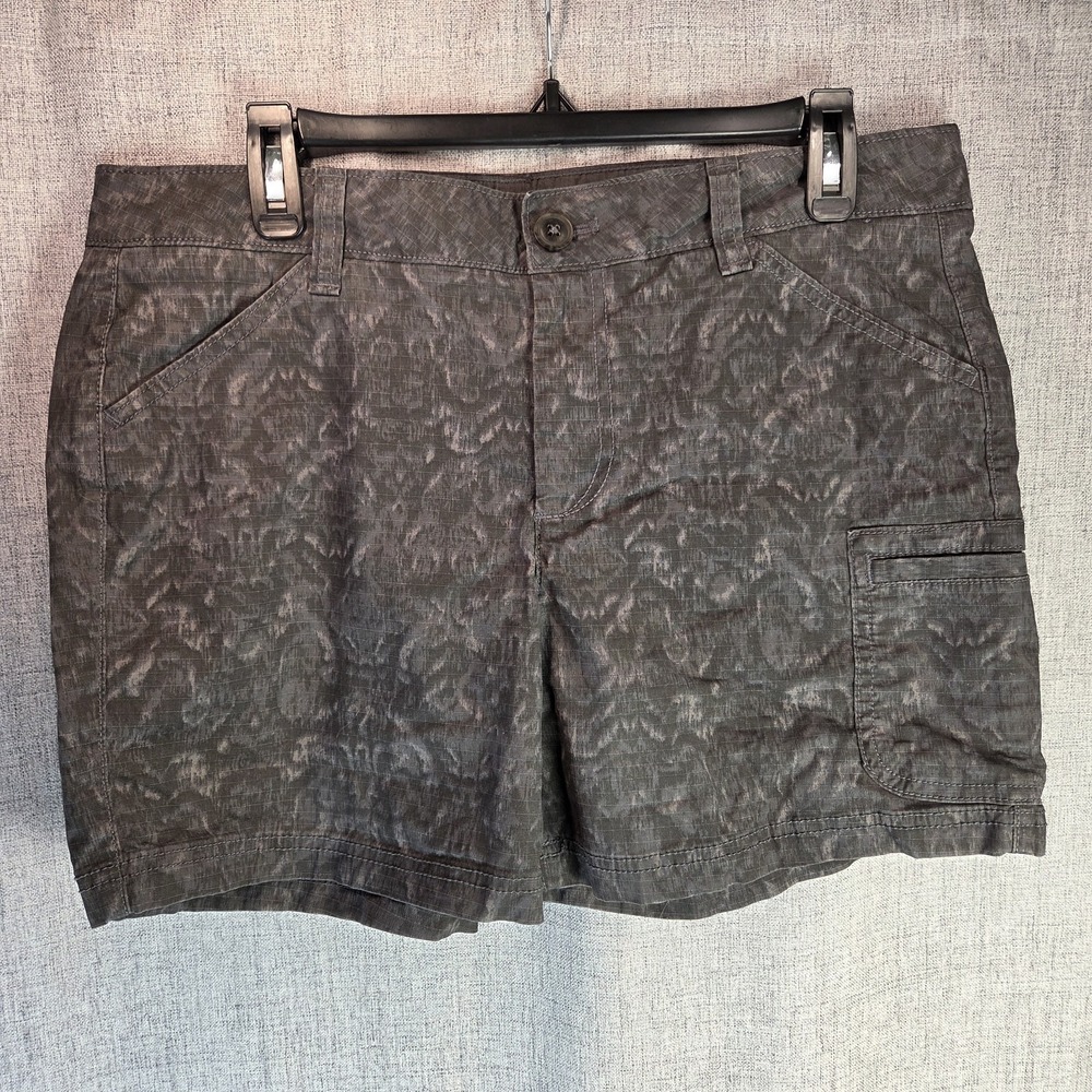 Eddie Bauer Womens Shorts Sz 12 Black/Grey Stretch Pockets Grunge‎ Festival